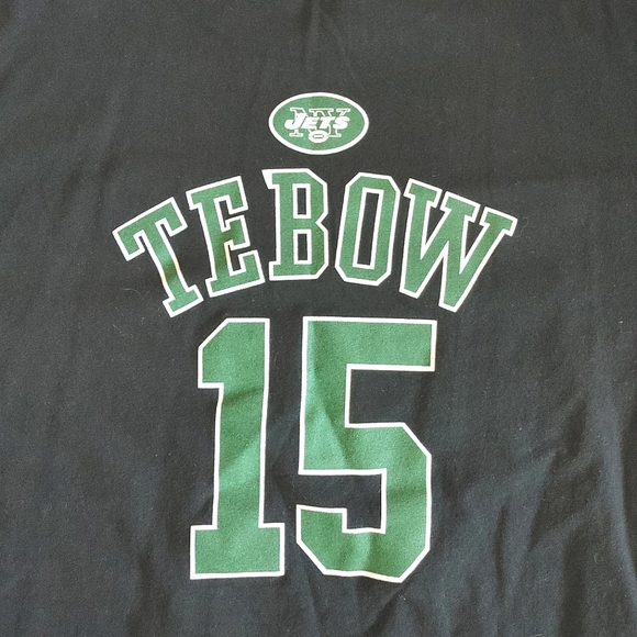 NFL New York Jets Tim Tebow #15 Tshirt Youth XL Black Short Sleeve Made in Mexio - Picture 2 of 12